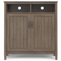 Lev Solid Wood Medium Storage Cabinet In Smoky Brown
