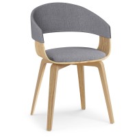 Lowell Bentwood Dining Chair With Light Wood In Light Grey Polyester Linen