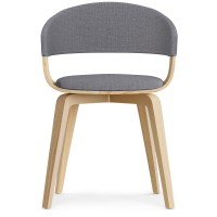 Lowell Bentwood Dining Chair With Light Wood In Light Grey Polyester Linen