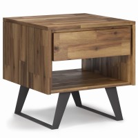 Lowry Solid Acacia Wood & Metal 22 In Wide Square End Side Table