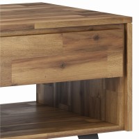 Lowry Solid Acacia Wood & Metal 22 In Wide Square End Side Table