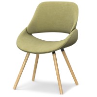 Malden Bentwood Dining Chair With Light Wood In Acid Green Woven Fabric