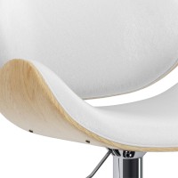 Marana Bentwood Gas Lift Bar Stool With Light Wood In White Polyester Linen