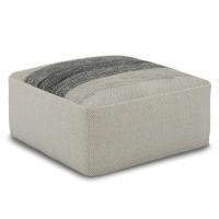 Sabella Square Woven Pouf In Grey And White Recycled Pet Polyester