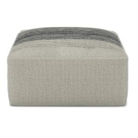Sabella Square Woven Pouf In Grey And White Recycled Pet Polyester