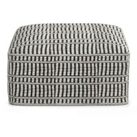 Safford Square Woven Pouf In Black And White Recycled Pet Polyester