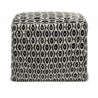 Kiana Square Woven Pouf In Black And White Recycled Pet Polyester