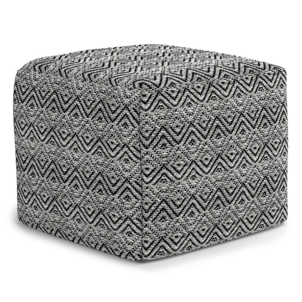 Hendrik Square Woven Pouf In Grey/Black Recycled Pet Polyester
