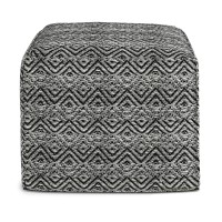 Hendrik Square Woven Pouf In Grey/Black Recycled Pet Polyester