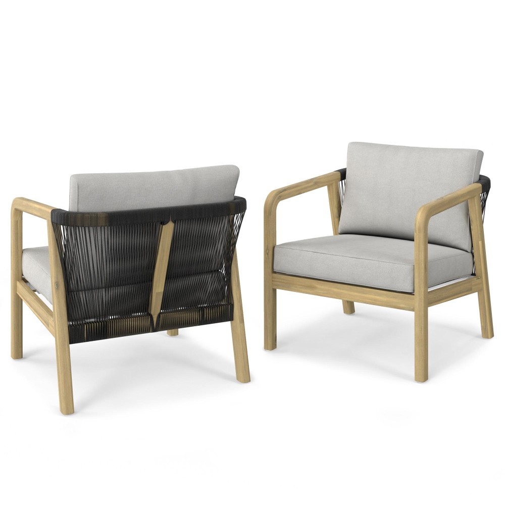 Palmetto Outdoor Conversation Chair (Set Of 2) In Stone Grey/Light Teak