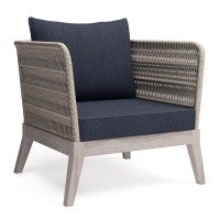 Santiago Outdoor Conversation Chair In Slate Grey /Distressed Weathered Grey