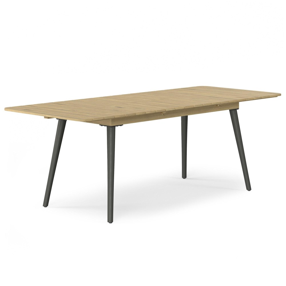 Beachside Outdoor Extendable Dining Table In Light Teak