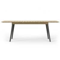 Beachside Outdoor Extendable Dining Table In Light Teak