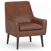 Robson Accent Chair In Distressed Saddle Brown Faux Leather Faux Leather