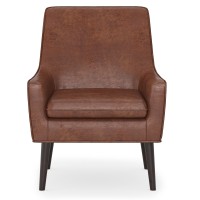 Robson Accent Chair In Distressed Saddle Brown Faux Leather Faux Leather