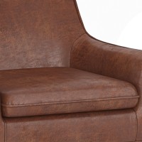 Robson Accent Chair In Distressed Saddle Brown Faux Leather Faux Leather