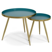 Weaton 24 In Wide Metal 2 Pc Nesting Table