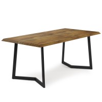Watkins Solid Mango Wood & Metal 72 In Wide Rectangle Dining Table With Inverted Metal Base