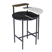 Arcklid Faux Marble End Table With Storage