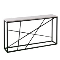 Arendal Faux Marble Skinny Console Table - Matte Black With White