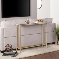 Darrin Narrow Mini Console Table With Mirrored Top - Gold