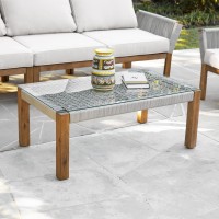 Brendina Outdoor Glass-Top Cocktail Table