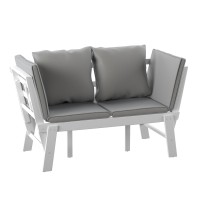Dolavon Outdoor Convertible Lounge Chair - White With Gray Cushions