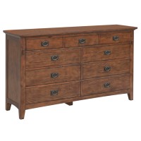 Sunset Trading Mission Bay 9 Drawer Double Bedroom Dresser | Amish Brown Solid Wood
