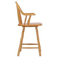 Sunset Trading Oak Selections 24 Windsor Barstool With Arms | Light Oak | Counter Height Stool | Set Of 2