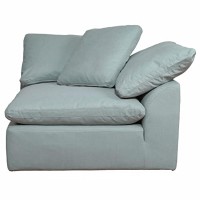 Sunset Trading Contemporary Puff Collection 4Pc Slipcovered Modular Sectional Sofa, Performance Fabric Washable Water-Resistant Stain-Proof, 176 Deep-Seating Down-Filled Couch, Ocean Blue