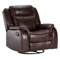 Sunset Trading Avant 38 Wide Recliner | Reclining Rocking Swivel Chair | Brown Faux Leather