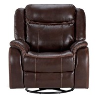 Sunset Trading Avant 38 Wide Recliner | Reclining Rocking Swivel Chair | Brown Faux Leather