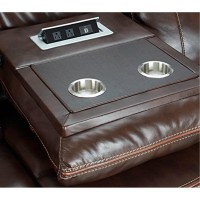 Sunset Trading Avant 86 Wide Dual Reclining Sofa With Drop Down Console | Usb, 2 Outlets, Cupholders | Brown Faux Leather