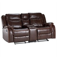 Sunset Trading Avant 3 Piece Reclining Living Room Set | Sofa With Drop Down Console Usb, 2 Outlets, Cupholders | Dual Rocking Loveseat With Storage | Swivel Rocker | Brown Faux Leather