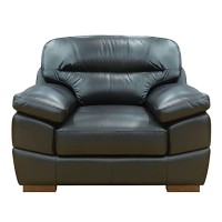 Sunset Trading Jayson 45 Wide Top Grain Leather Armchair | Black