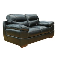 Sunset Trading Jayson 73 Wide Top Grain Leather Loveseat | Black