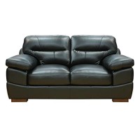 Sunset Trading Jayson 73 Wide Top Grain Leather Loveseat | Black