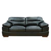 Sunset Trading Jayson 89 Wide Top Grain Leather Sofa | Black