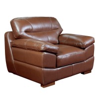 Sunset Trading Jayson 45 Wide Top Grain Leather Armchair | Chestnut Brown