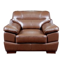 Sunset Trading Jayson 45 Wide Top Grain Leather Armchair | Chestnut Brown