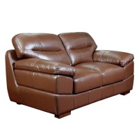 Sunset Trading Jayson 73 Wide Top Grain Leather Loveseat | Chestnut Brown