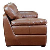 Sunset Trading Jayson 73 Wide Top Grain Leather Loveseat | Chestnut Brown