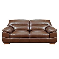 Sunset Trading Jayson 89 Wide Top Grain Leather Sofa | Chestnut Brown