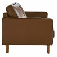 Sunset Trading Prelude 55 Wide Top Grain Leather Loveseat | Chestnut Brown | Mid Century Modern Small Couch