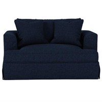 Sunset Trading Newport Slipcovered 52 Wide Chair And A Half | Stain Resistant Performance Fabric | 2 Throw Pillows | Navy Blue
