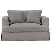 Sunset Trading Newport Slipcovered 52 Wide Chair And A Half | Stain Resistant Performance Fabric | 2 Throw Pillows | Gray