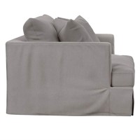 Sunset Trading Newport Slipcovered 52 Wide Chair And A Half | Stain Resistant Performance Fabric | 2 Throw Pillows | Gray