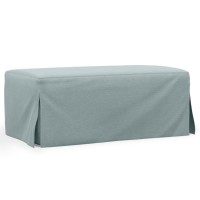 Sunset Trading Newport Slipcovered 44 Wide Ottoman | Stain Resistant Performance Fabric | Ocean Blue