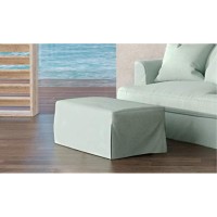 Sunset Trading Newport Slipcovered 44 Wide Ottoman | Stain Resistant Performance Fabric | Ocean Blue