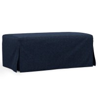 Sunset Trading Newport Slipcovered 44 Wide Ottoman | Stain Resistant Performance Fabric | Navy Blue